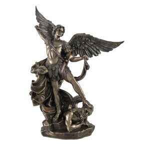 Bronzed St. Michael Defeating Lucifer Statue 10 In.